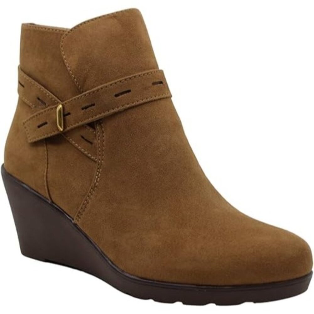 Naturalizer Womens Wedge Ankle Boots Jill Faux Suede Side Zip Brown Size 6 M
